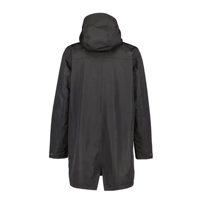 Black Didriksons Andreas Parka, perfect for Nordic weather with a stylish split hem