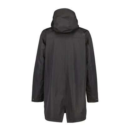Black Didriksons Andreas Parka, perfect for Nordic weather with a stylish split hem