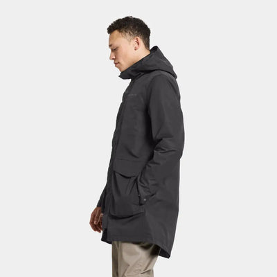 Dark gray Didriksons Andreas Parka for men, perfect for Nordic weather adventures