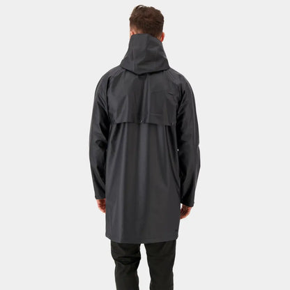 Dark gray Didriksons Avon Parka showcasing a windproof rain parka design from the back
