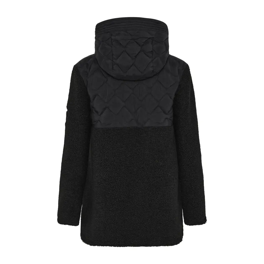 Black hooded fleece jacket with quilted shoulders from Didriksons Bibi 2 for outdoor country clothing