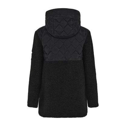 Black hooded fleece jacket with quilted shoulders from Didriksons Bibi 2 for outdoor country clothing
