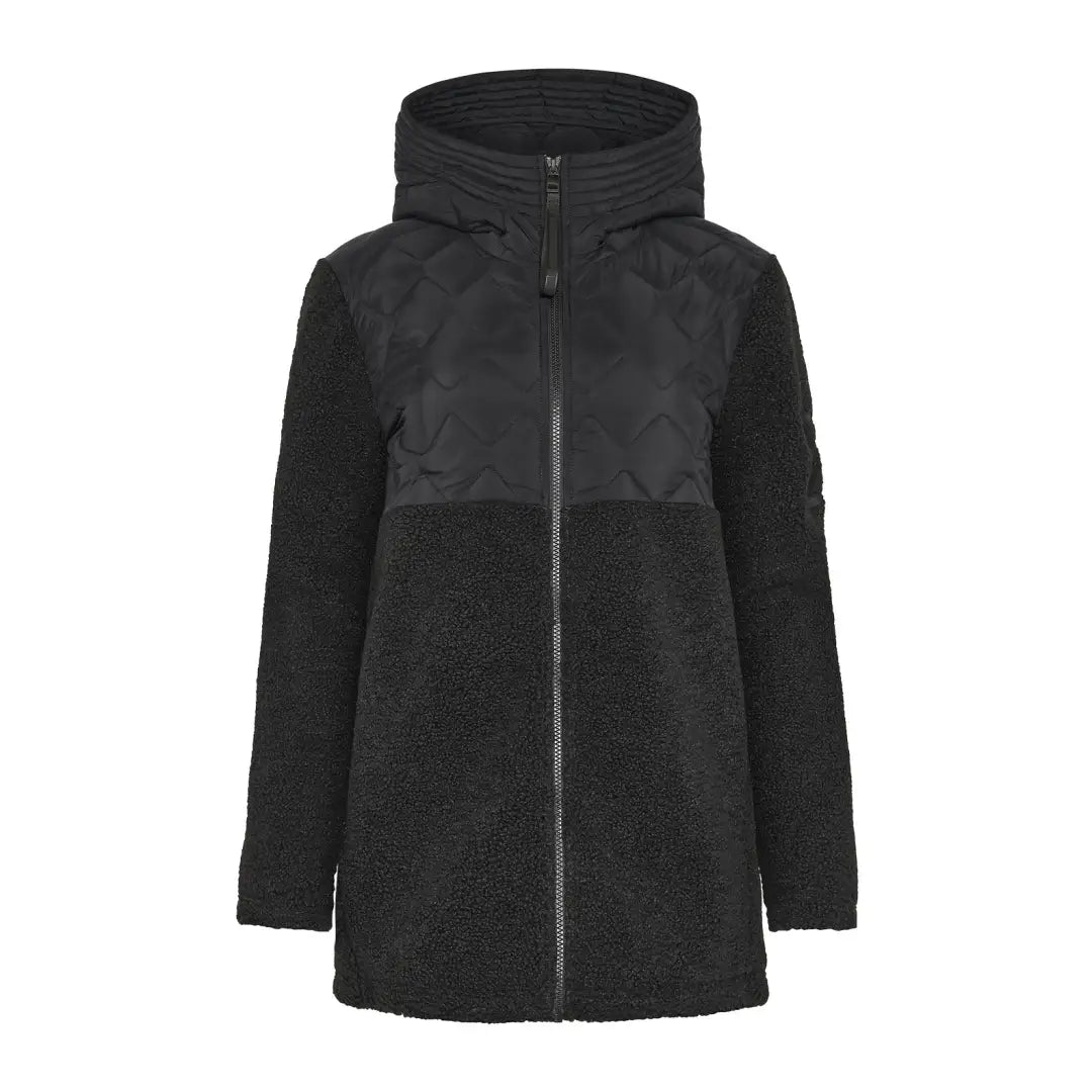 Black Didriksons Bibi 2 womens fleece jacket with quilted details, perfect for outdoors and country clothing