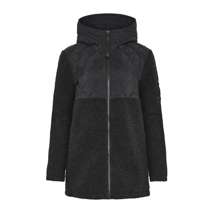 Black Didriksons Bibi 2 womens fleece jacket with quilted details, perfect for outdoors and country clothing
