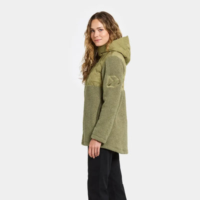 Women’s olive green sherpa fleece jacket from Didriksons Bibi 2 for country clothing outdoors
