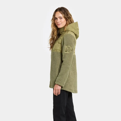 Women’s olive green sherpa fleece jacket from Didriksons Bibi 2 for country clothing outdoors