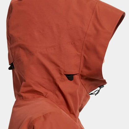 Terra cotta waterproof hood with drawstrings and toggles on Didriksons Frida Womens Parka