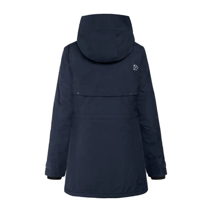 Dark blue sporty mid-length parka jacket from Didriksons Frida Womens Parka 7