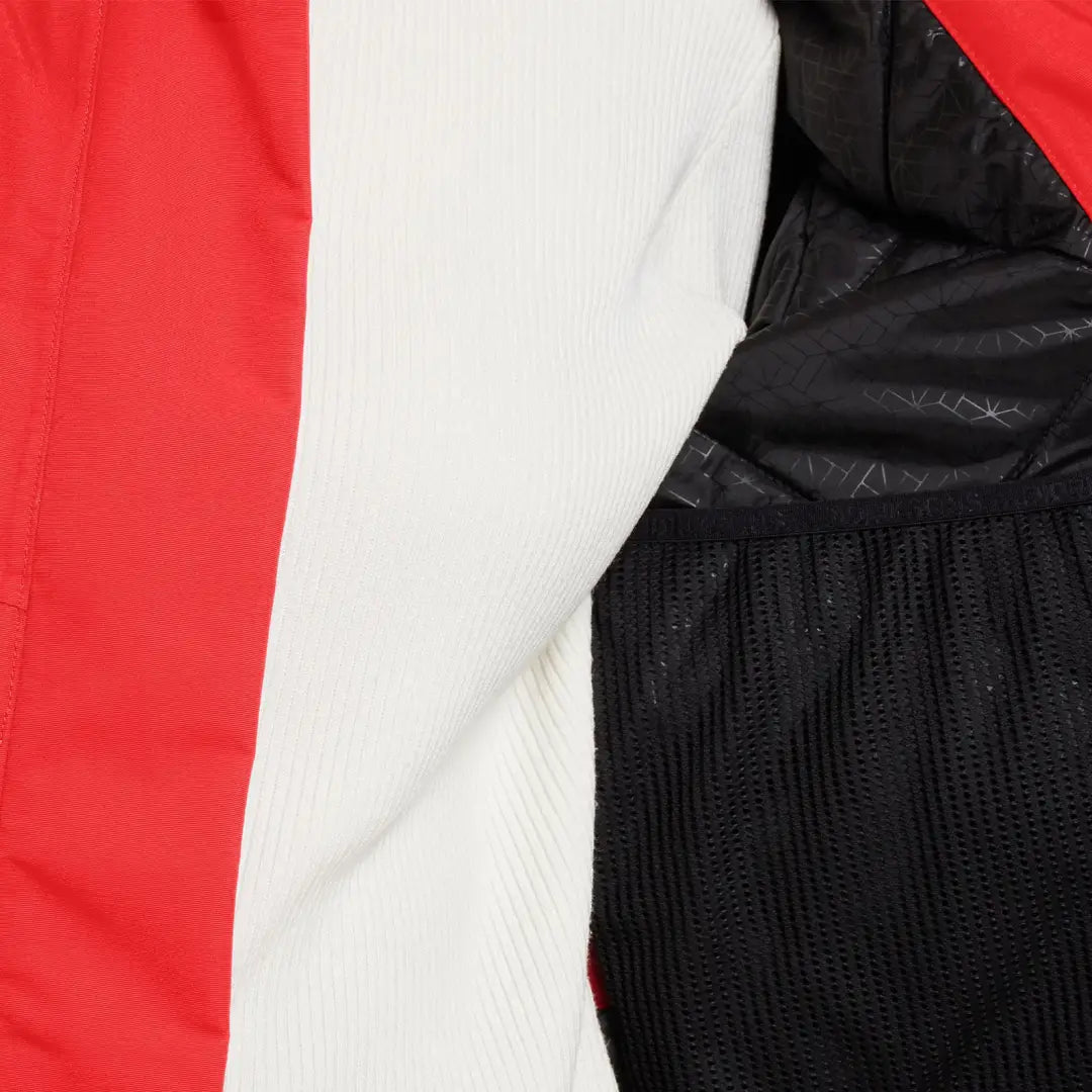 Red, white, black color-block sporty mid-length parka with mesh lining for Didriksons Frida Womens