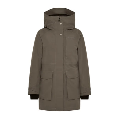 Didriksons Harriet womens olive green parka with hood and large pockets for country clothing