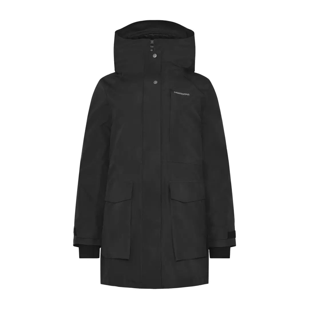 Didriksons Harriet waterproof parka with hood and pockets, perfect for country clothing and hunting