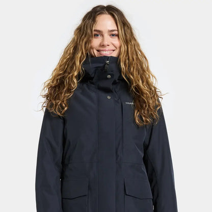 Didriksons Harriet womens winter coat with high collar and pockets, perfect for country clothing and hunting