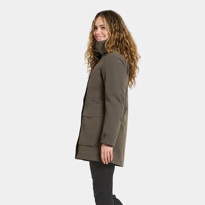 Didriksons Harriet womens waterproof parka with high collar and front pockets for country hunting