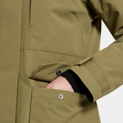 Person’s hand in Didriksons Harriet Womens Parka pocket, perfect for country clothing and hunting