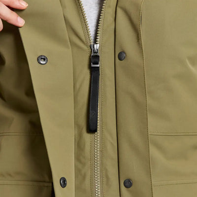 Didriksons Harriet khaki-green jacket with zip and snap buttons for country clothing or hunting