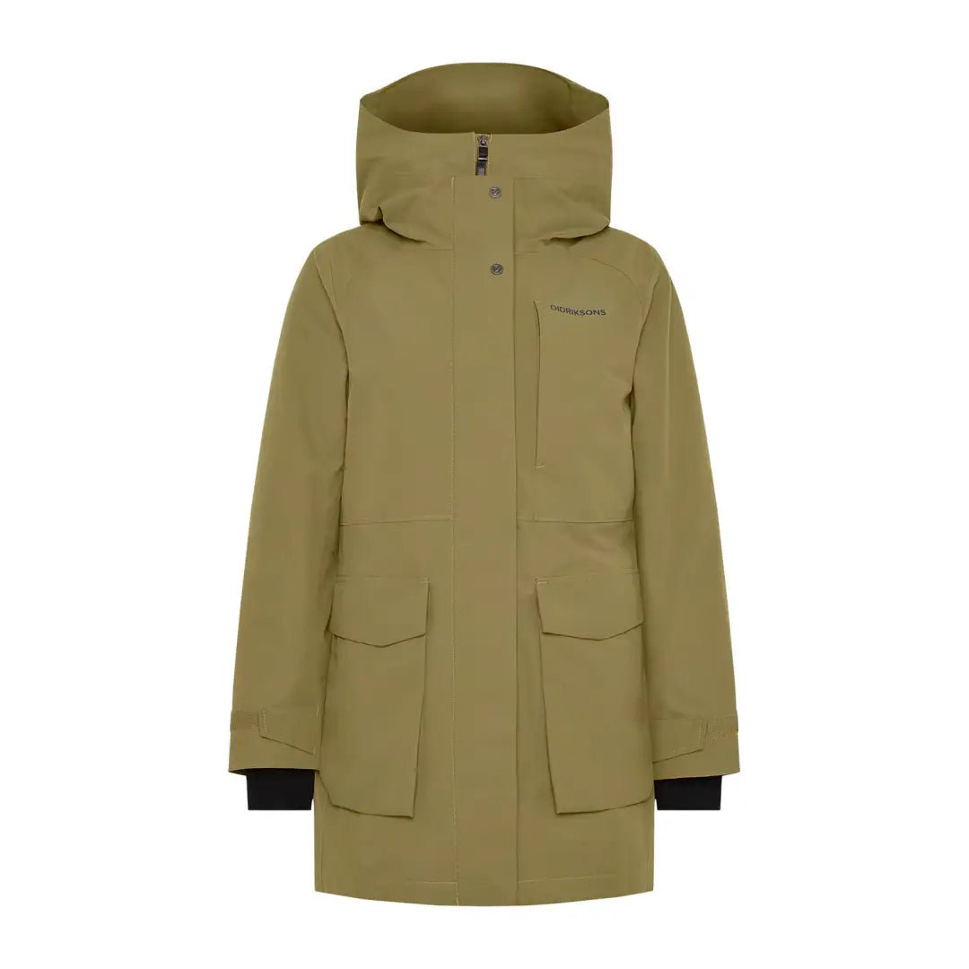 Didriksons Harriet womens parka in olive green, perfect for country clothing and hunting