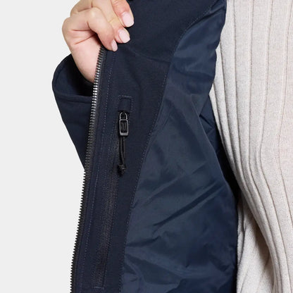 Navy blue zippered Didriksons Helle Womens Parka 5 with a soft fabric and regular fit