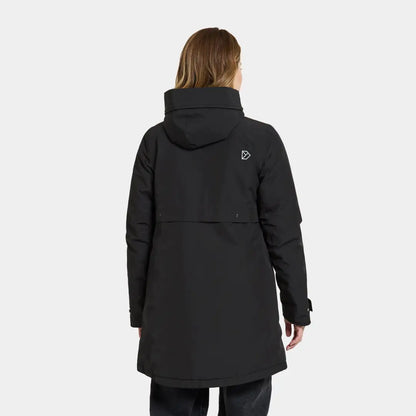 Black winter coat with high collar, Didriksons Helle Womens light padded parka