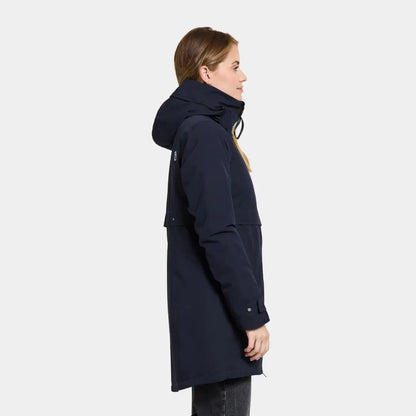 Navy blue Didriksons Helle Womens Parka 5, fully windproof with soft fabric and regular fit