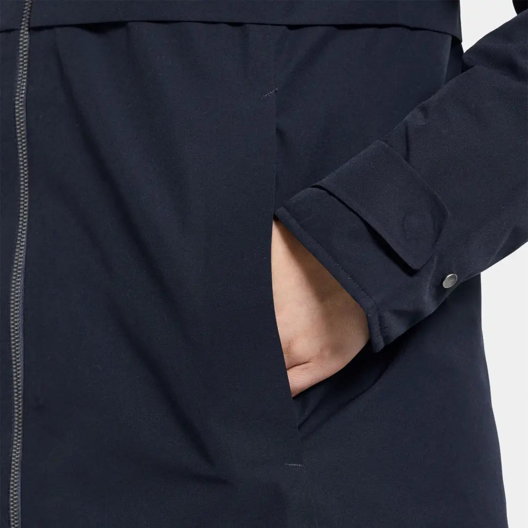 Navy blue Didriksons Helle Womens Parka 5 with soft fabric and side pocket