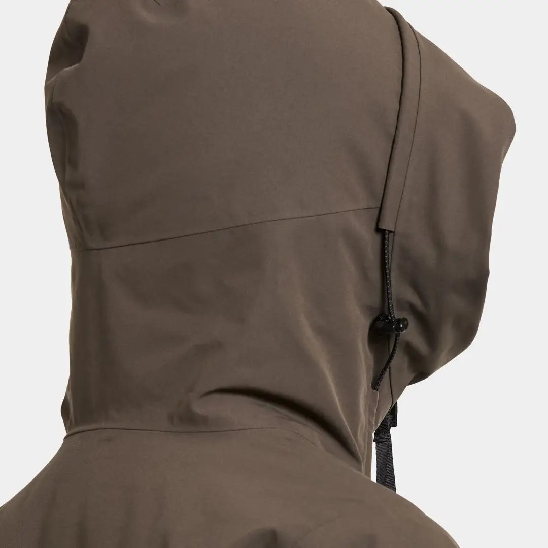 Brown hooded rain jacket with drawstring from Didriksons Helle Womens Parka for outdoor country clothing