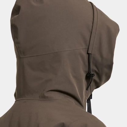 Brown hooded rain jacket with drawstring from Didriksons Helle Womens Parka for outdoor country clothing