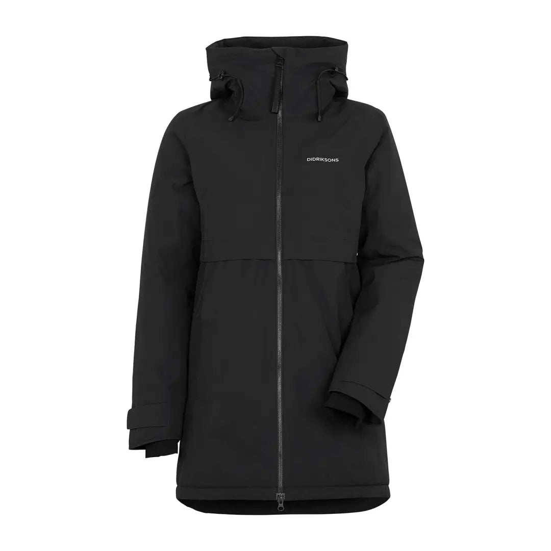 Black womens winter parka from Didriksons Helle, perfect for country clothing and outdoors