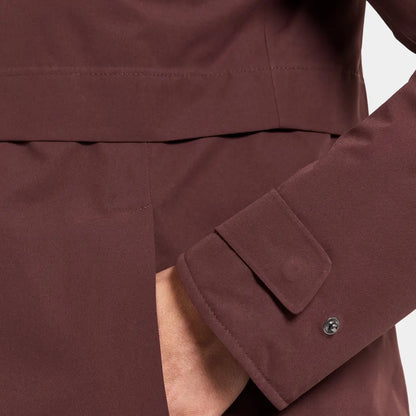 Deep red maroon long-sleeved country clothing jacket with cuff detail and button for outdoors