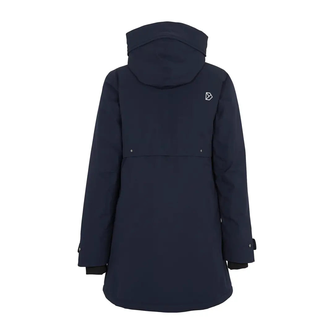 Navy blue waterproof parka with hood from Didriksons Helle Womens Parka for outdoor country clothing