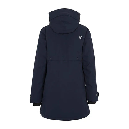 Navy blue waterproof parka with hood from Didriksons Helle Womens Parka for outdoor country clothing