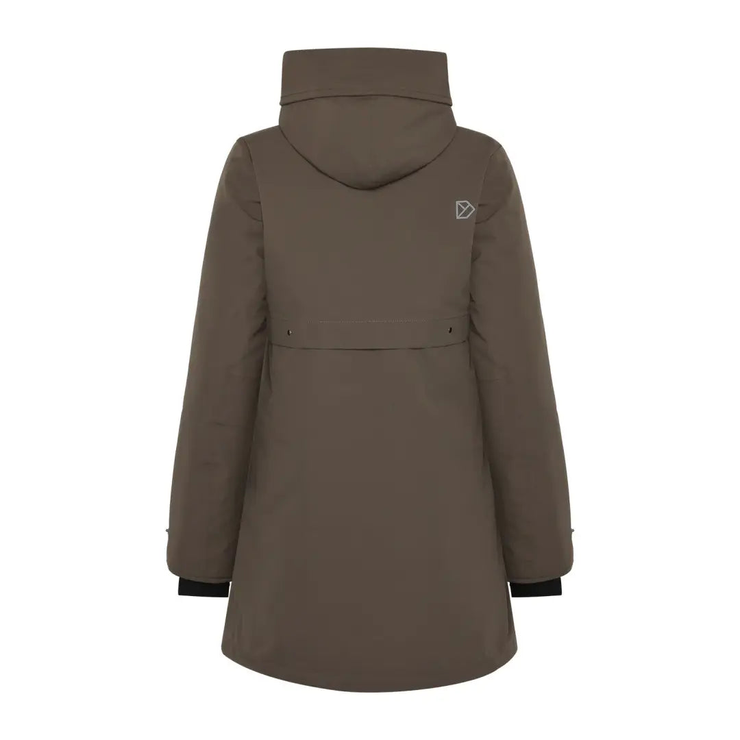 Long dark brown Didriksons Helle Womens Parka for country clothing outdoors hunting