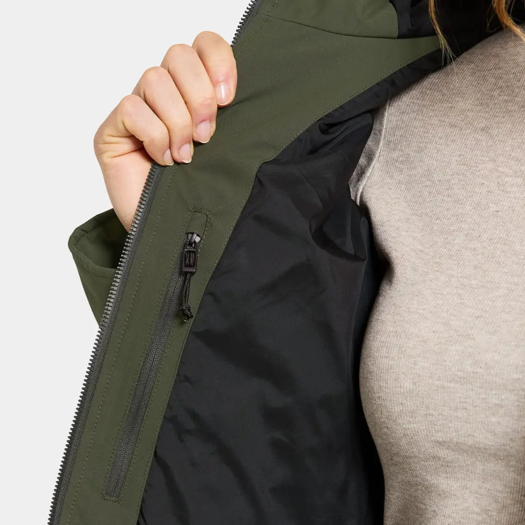 Olive green Didriksons Helle Womens Parka for country clothing and outdoor hunting