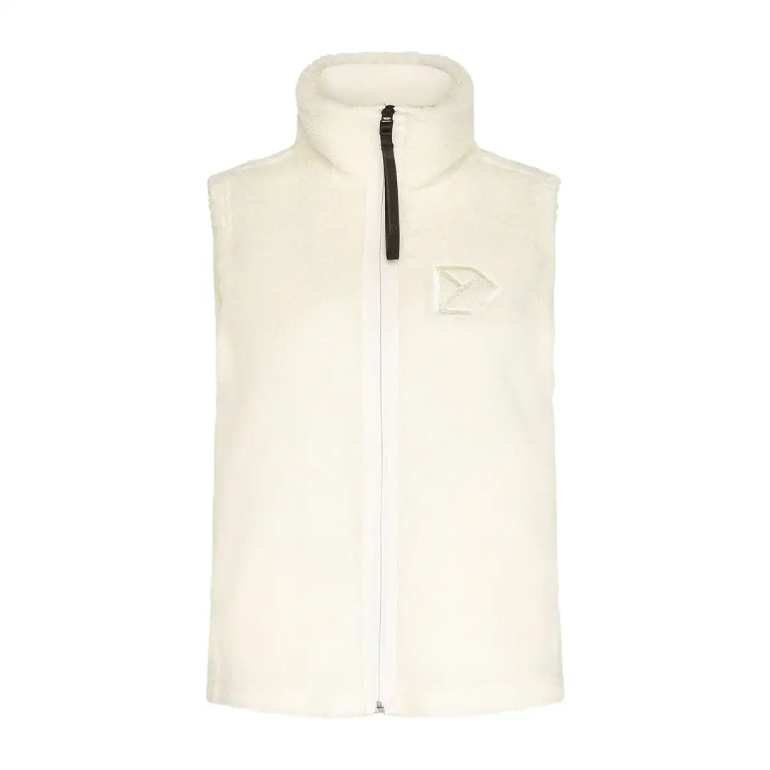 Cream-colored fleece vest with black zipper from Didriksons Kiana, perfect for country clothing