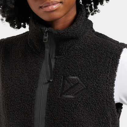 Black Sherpa fleece vest from Didriksons Kiana, perfect for country clothing and outdoors