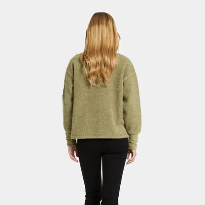 Women’s olive green fleece sweatshirt from Didriksons Mella 3 for winter snow and country hunting