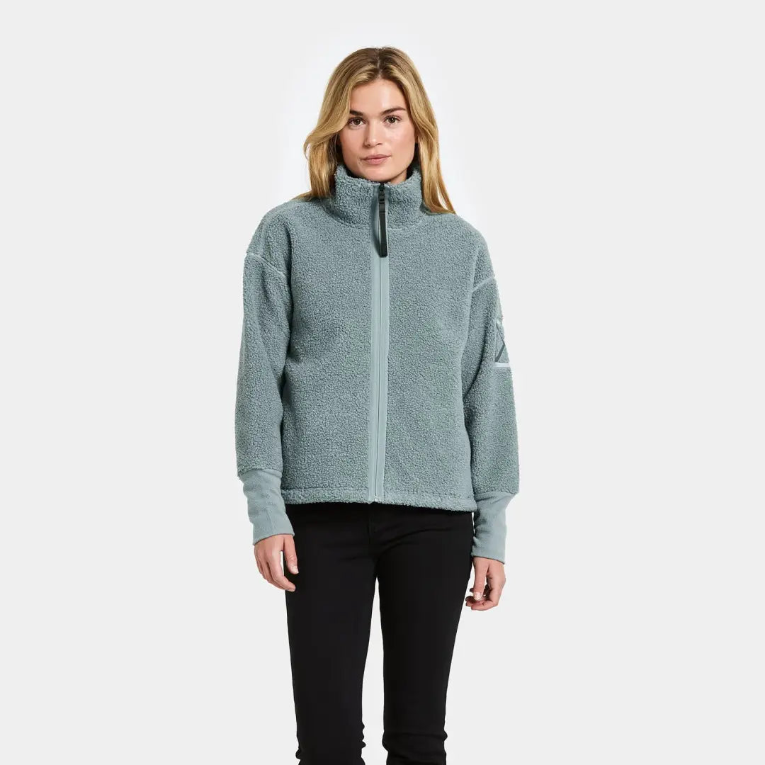 Women’s light blue Didriksons Mella 3 fleece for outdoor country clothing and hunting