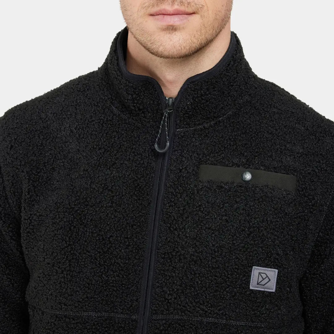 Black Didriksons Phoenix fleece jacket with zip and chest pocket for country clothing outdoors