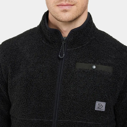 Black Didriksons Phoenix fleece jacket with zip and chest pocket for country clothing outdoors