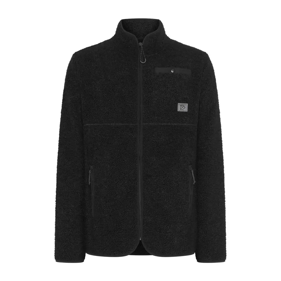Black Didriksons Phoenix fleece jacket with high collar and pockets for country clothing outdoors