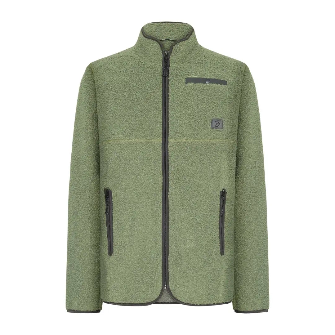 Fuzzy light green Didriksons Phoenix fleece jacket with zippers, perfect for outdoors and country clothing