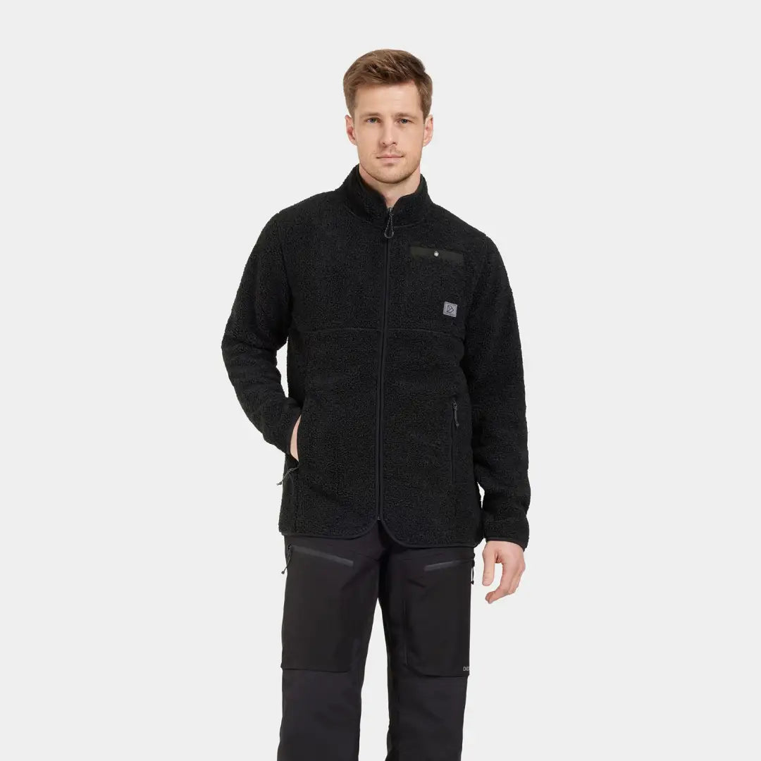 Black Didriksons Phoenix fleece jacket with stand collar for country clothing and outdoor hunts