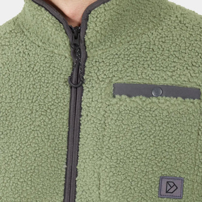 Light green Didriksons Phoenix fleece jacket with dark gray zipper, perfect for country clothing and outdoors adventures