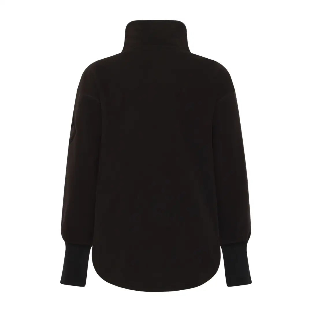 Black long-sleeved turtleneck top with wide ribbed cuffs for country clothing outdoors