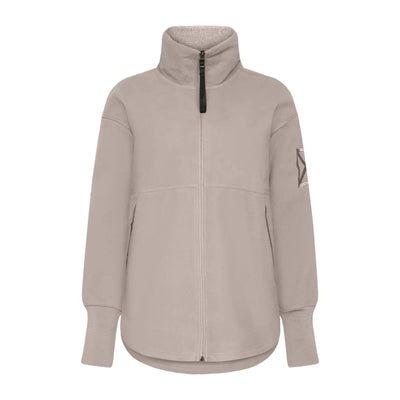 Beige Didriksons Ronja womens fleece jacket with high collar for country clothing outdoors