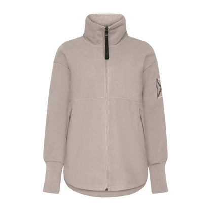 Beige Didriksons Ronja womens fleece jacket with high collar for country clothing outdoors