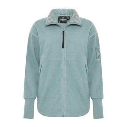Light blue Didriksons Ronja fleece jacket with textured collar and ribbed cuffs for outdoors