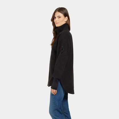 Black poncho with high collar and flared sleeves, perfect for outdoors and country clothing