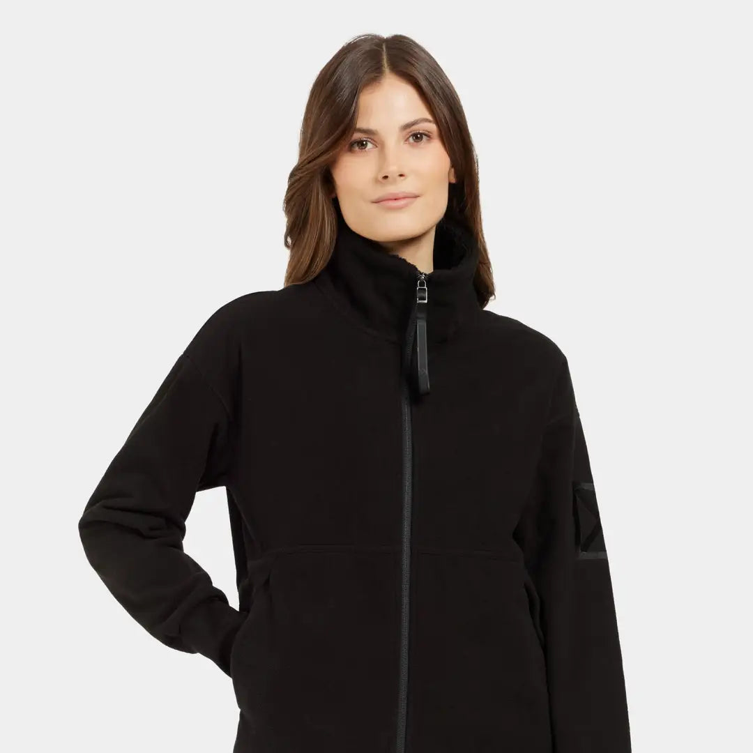 Woman wearing Didriksons Ronja Womens Full Zip Fleece for country clothing outdoors hunting