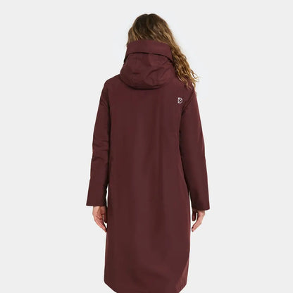 Long dark red Didriksons Selina Womens Parka perfect for country clothing and outdoors