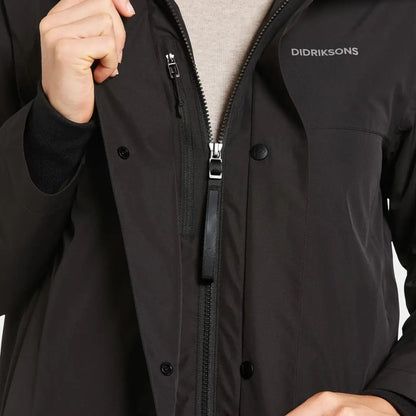 Black waterproof Didriksons Selina Womens Parka perfect for country clothing and outdoors